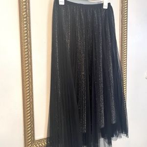 Tulle layered black sparkly midi skirt size large